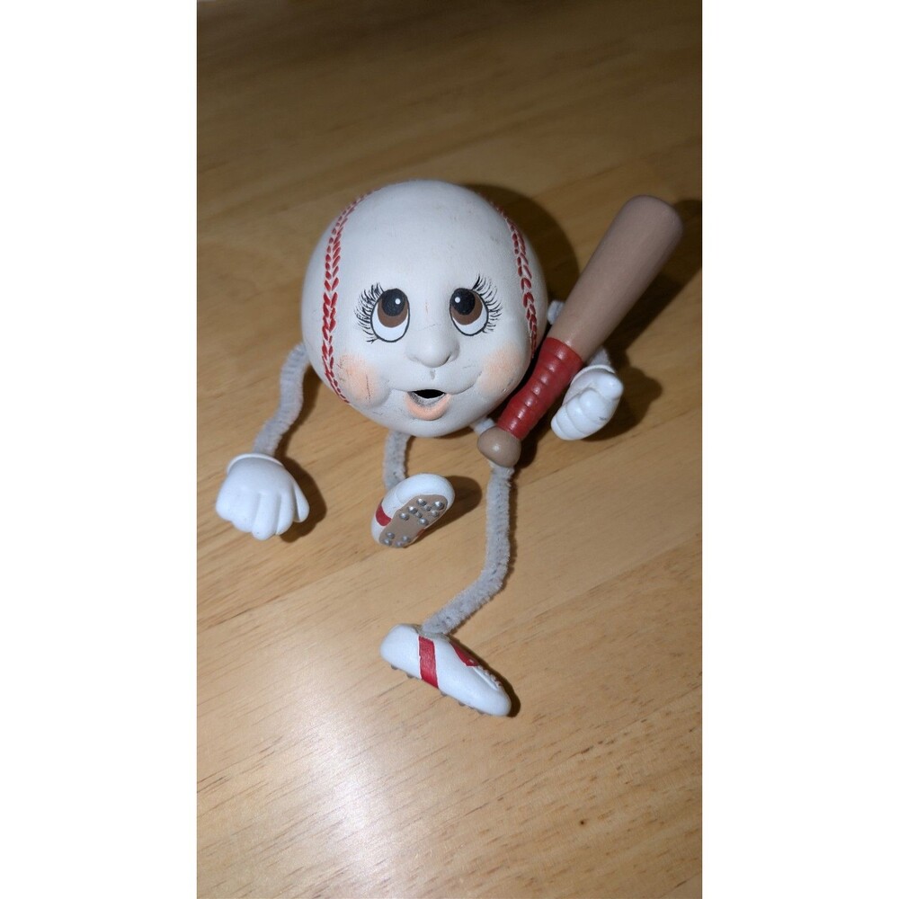 Handmade Ceramic Baseball Anthropomorphic Pipe Cleaner Shelf Sitter Figurine